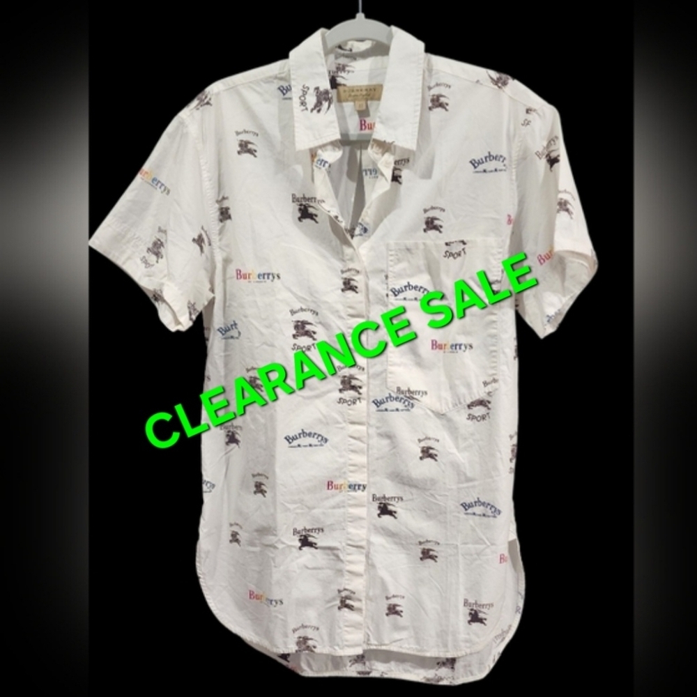 EUC Burberry Men's White Logo Shirt